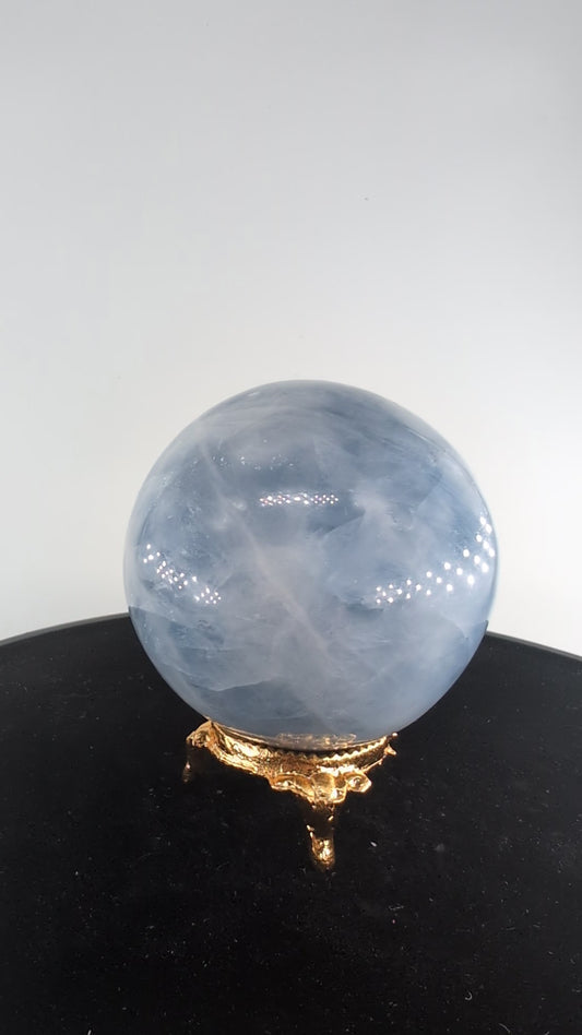 Natural Blue Calcite ( Sphere 348g alternate view