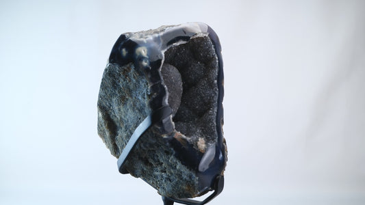 Polished Banded Agate with Natural Quartz Druzy Centre alternate view