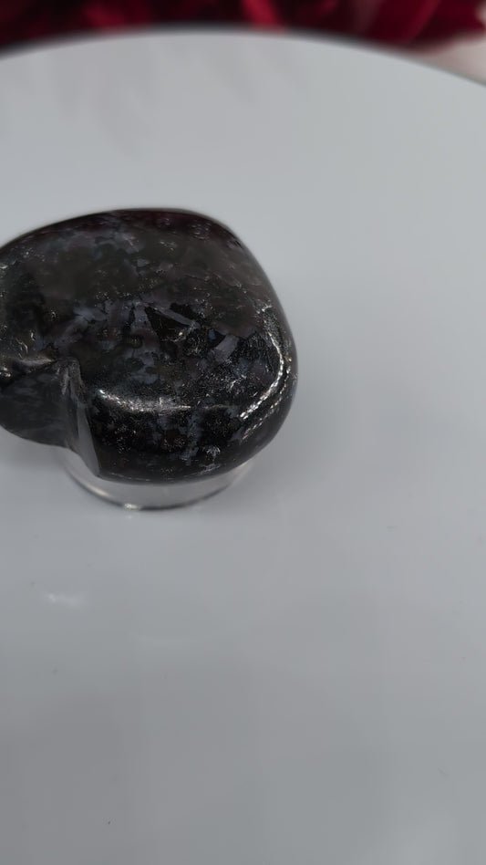 Indigo Gabbro Merlinite Heart Palm Stone 45mm alternate view