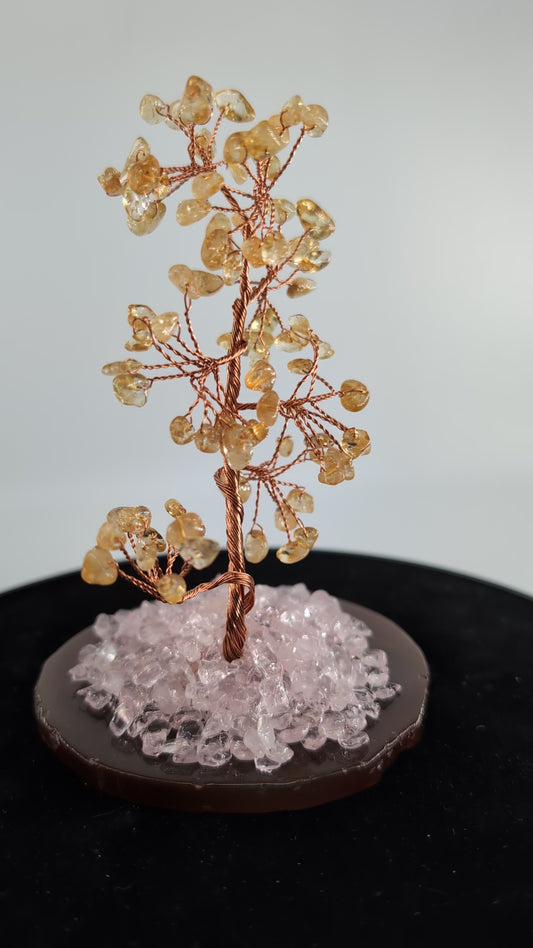 Citrine Tree with Rose Quartz on Natural Agate alternate view