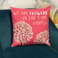 Printed Cotton Cushion Cover - We are Flowers - Olive, Pink and Natural - Luna Panther