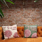 Printed Cotton Cushion Cover - We are Flowers - Olive, Pink and Natural - Luna Panther