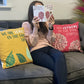 Printed Cotton Cushion Cover - We are Flowers - Olive, Pink and Natural - Luna Panther
