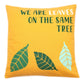 Printed Cotton Cushion Cover - We are Leaves - Yellow, Blue and Natural - Luna Panther