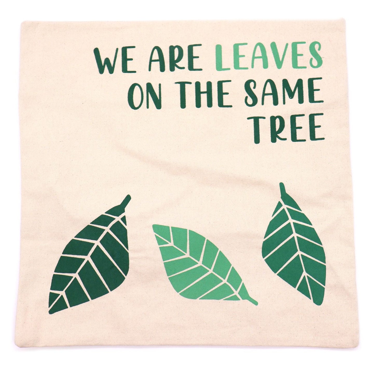 Printed Cotton Cushion Cover - We are Leaves - Yellow, Blue and Natural - Luna Panther