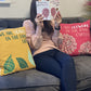 Printed Cotton Cushion Cover - We are Leaves - Yellow, Blue and Natural - Luna Panther