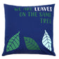 Printed Cotton Cushion Cover - We are Leaves - Yellow, Blue and Natural - Luna Panther