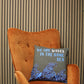 Printed Cotton Cushion Cover - We are Waves - Grey, Blue and Natural - Luna Panther