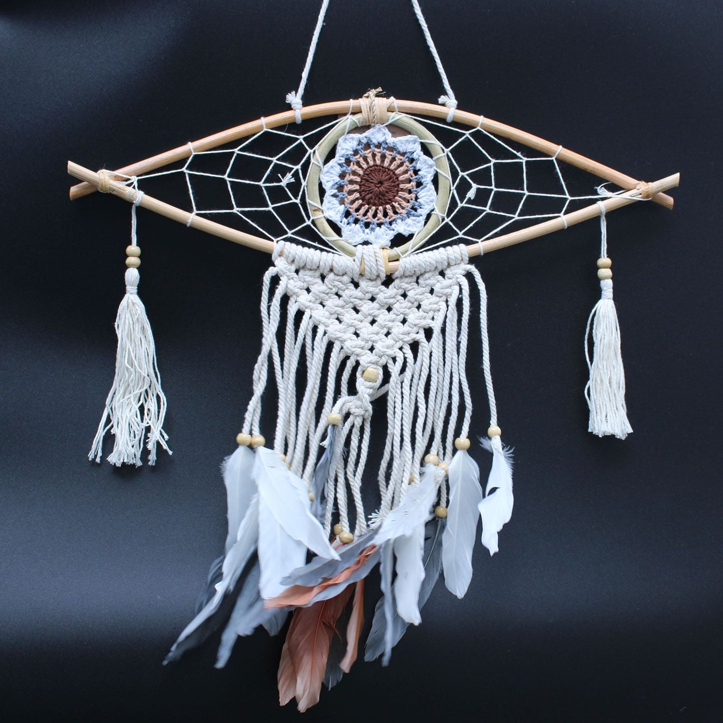 Polished Protection Dream Catcher - Sm Macrame Evil Eye featuring natural patterning and unique variations - Luna Panther