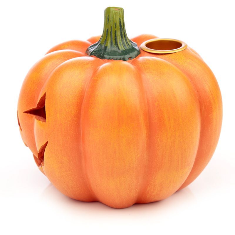 Polished Pumpkin Backflow Incense Burner featuring natural patterning and unique variations - Luna Panther