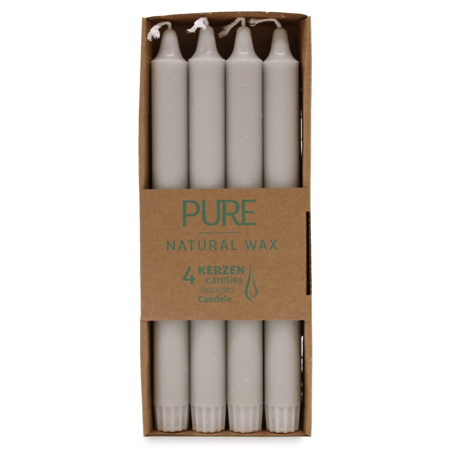 Pure Natural Wax Dinner Candle 25x2.3 - Silver Grey - Luna Panther