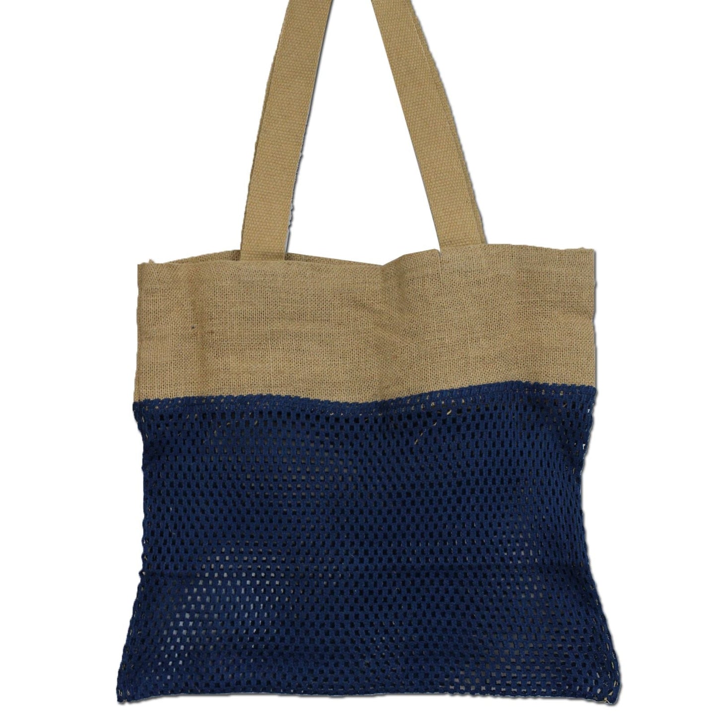 Polished Pure Soft Jute and Cotton Mesh Bag - Denim featuring natural patterning and unique variations - Luna Panther