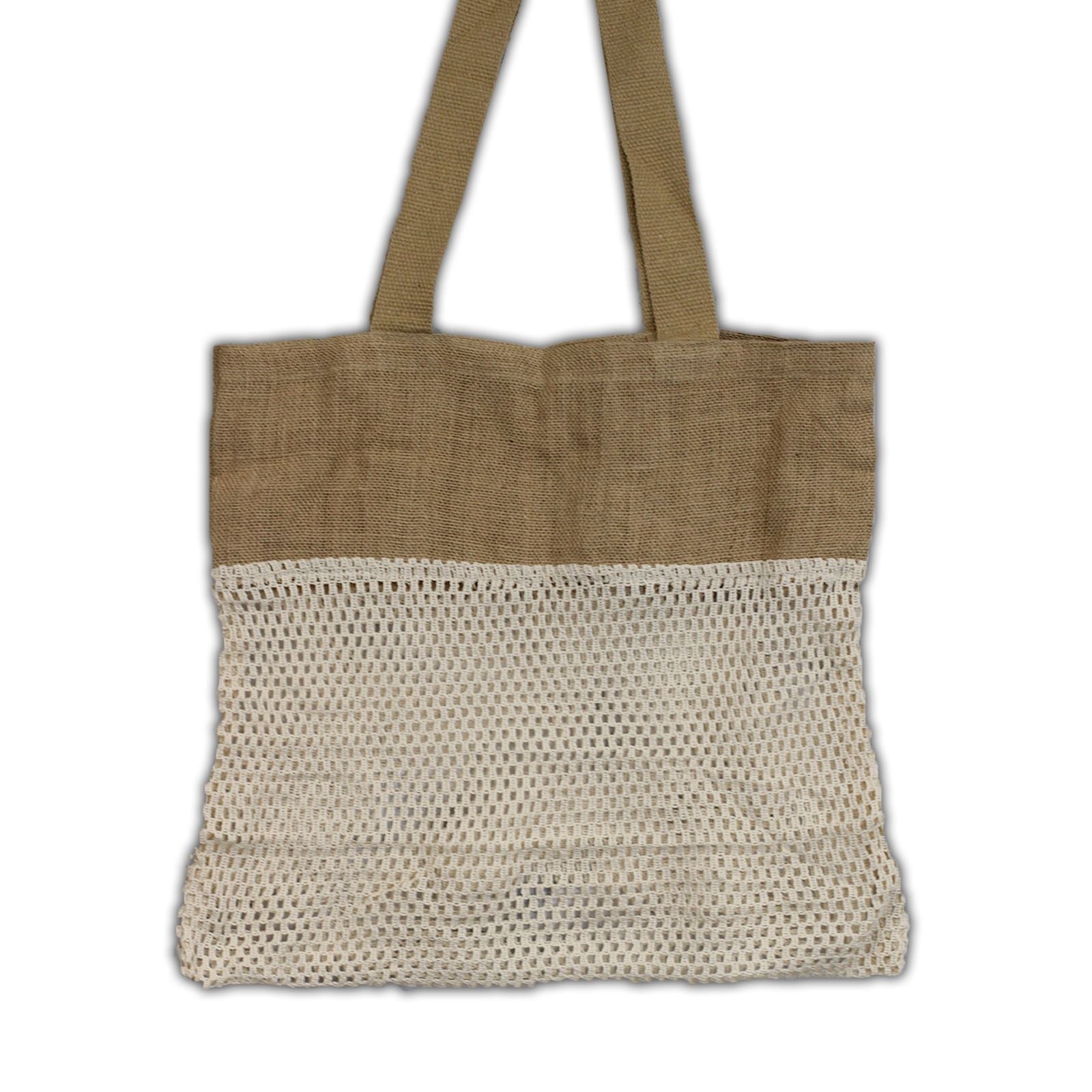 Polished Pure Soft Jute and Cotton Mesh Bag - Natural featuring natural patterning and unique variations - Luna Panther