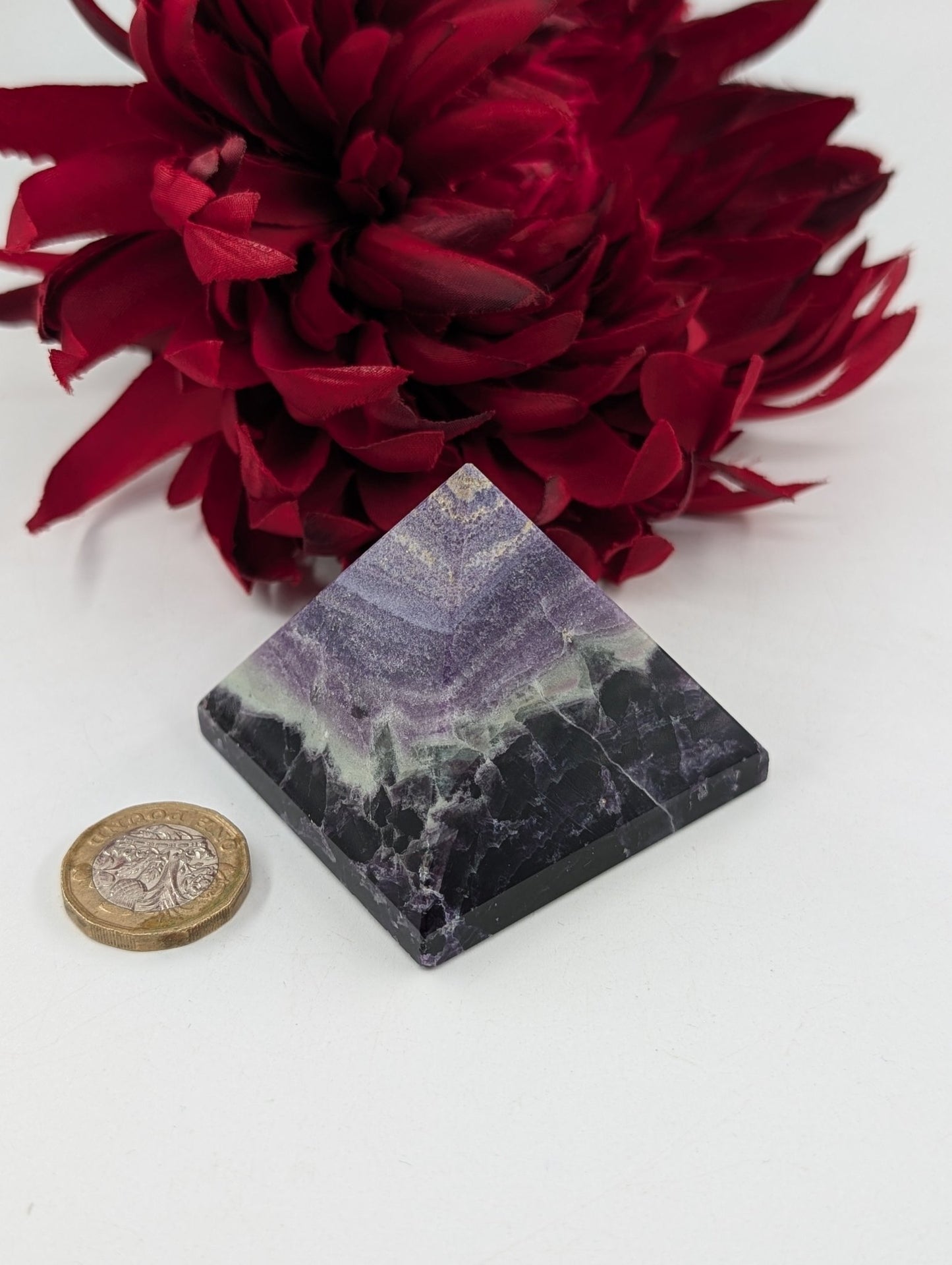 Polished Purple Fluorite Tower 55Mm featuring banded green‑purple hues and glassy clarity - Luna Panther