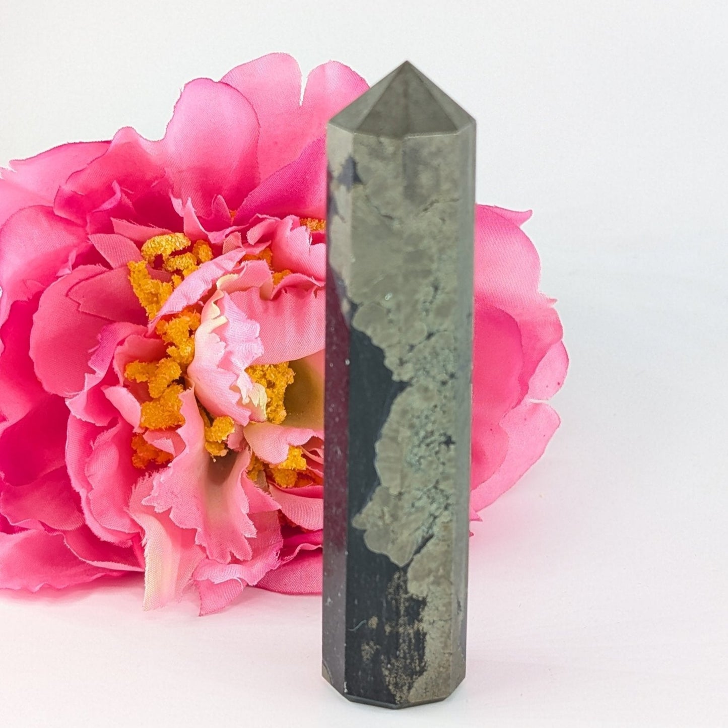 Polished Pyrite Tower 131g featuring metallic gold lustre and cubic sparkle - Luna Panther