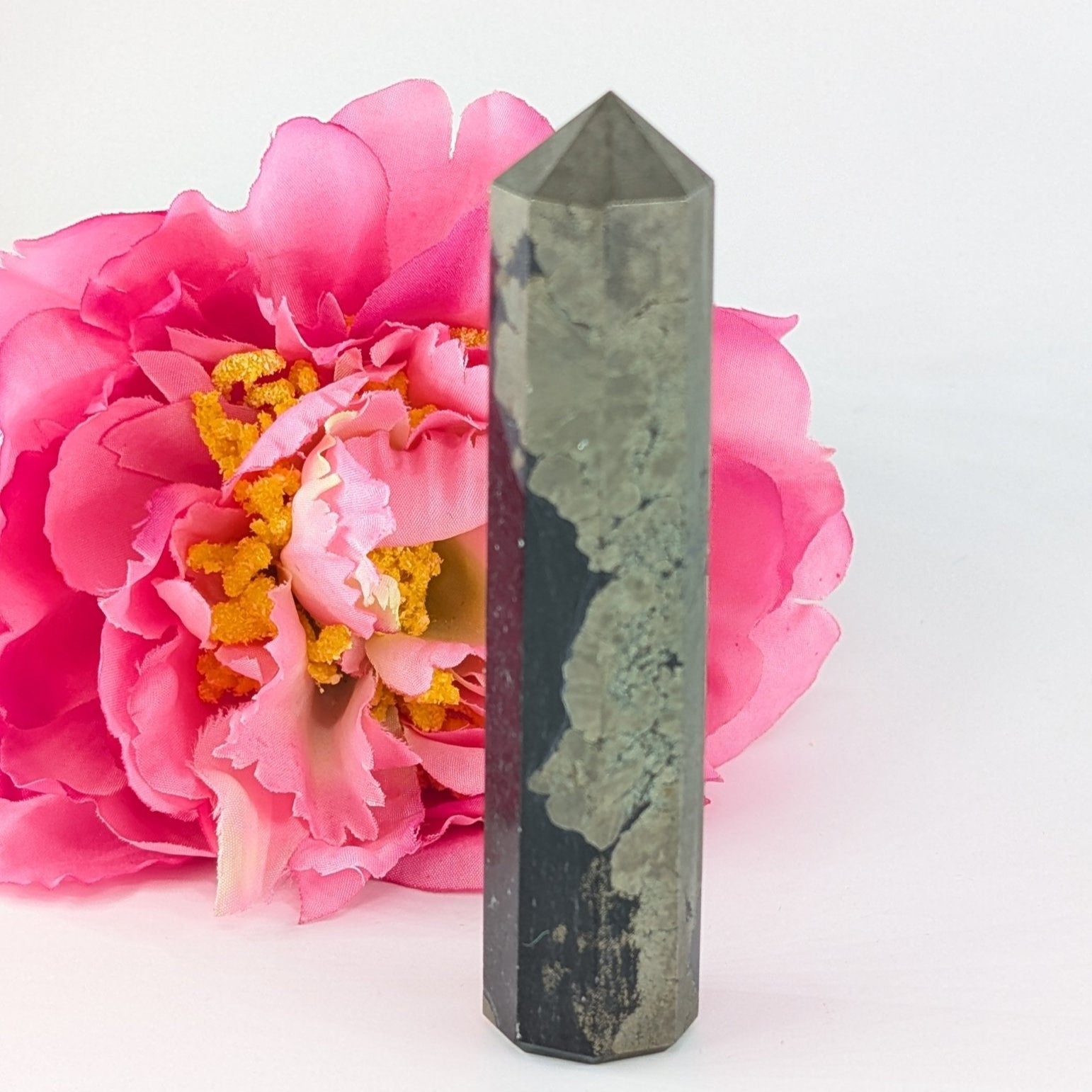 Polished Pyrite Tower 131g featuring metallic gold lustre and cubic sparkle - Luna Panther