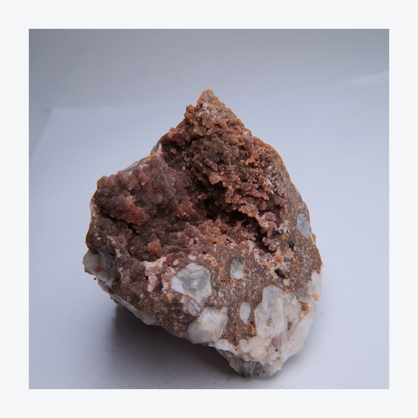 Quartz on jasper specimen from Botallack Mine, Cornwall, 336g