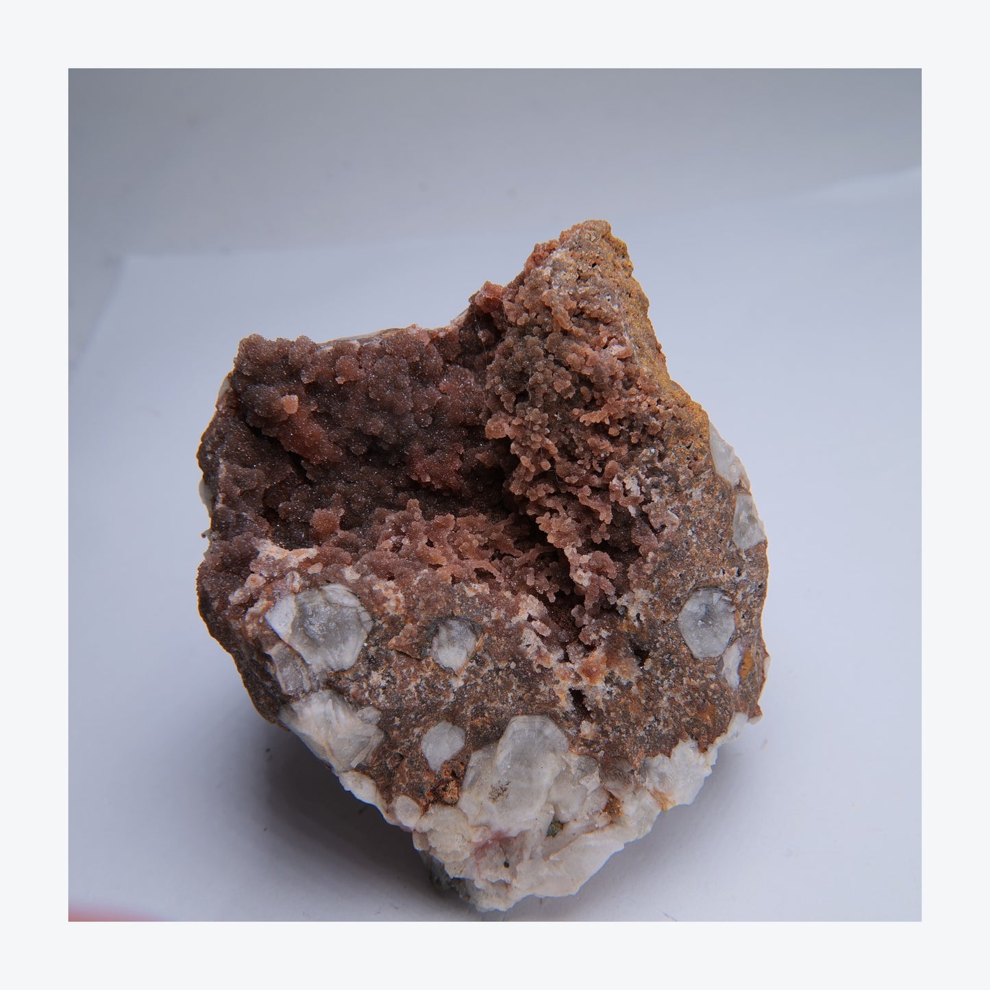 Quartz on jasper specimen from Botallack Mine, Cornwall, 336g