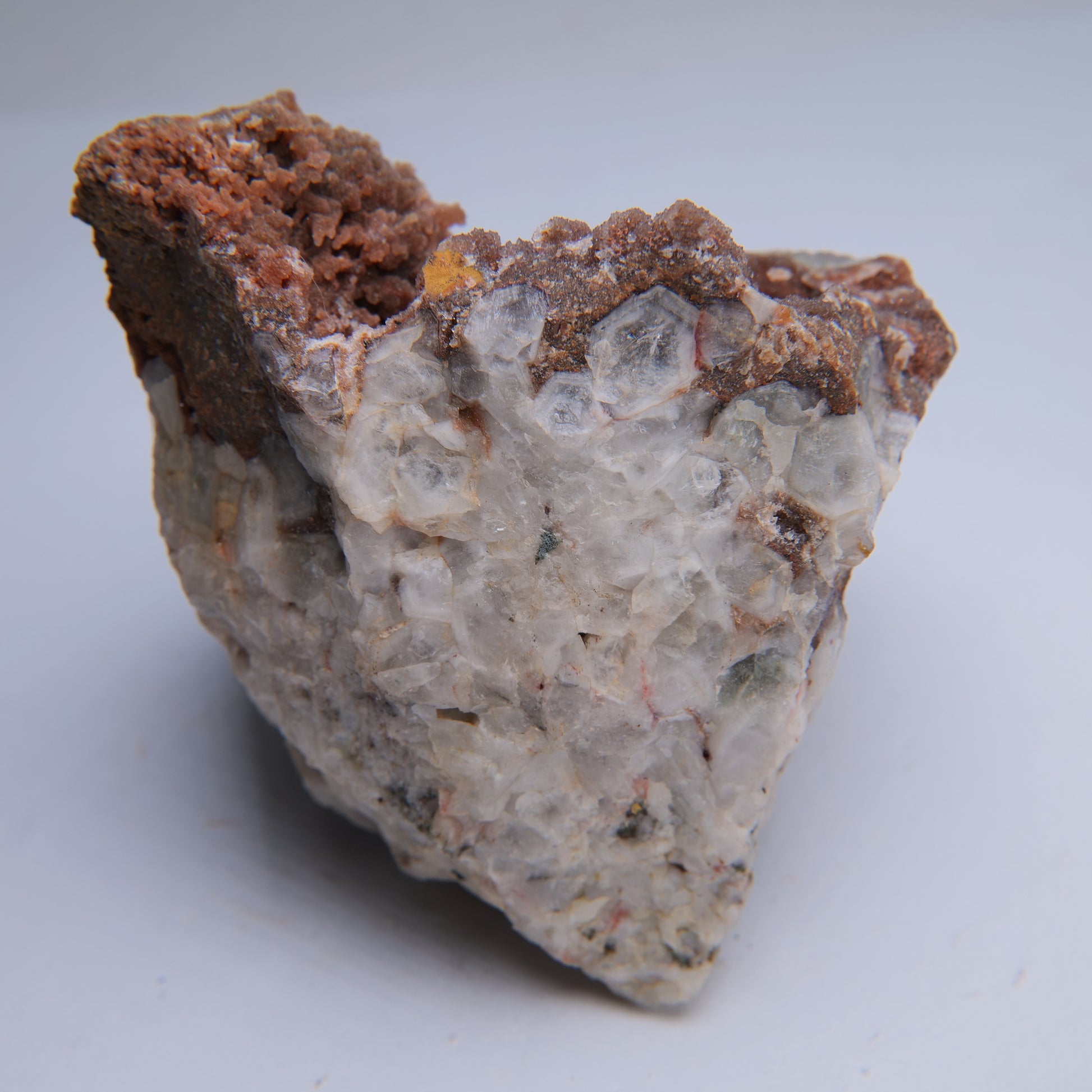 Quartz on jasper specimen from Botallack Mine, Cornwall, 336g