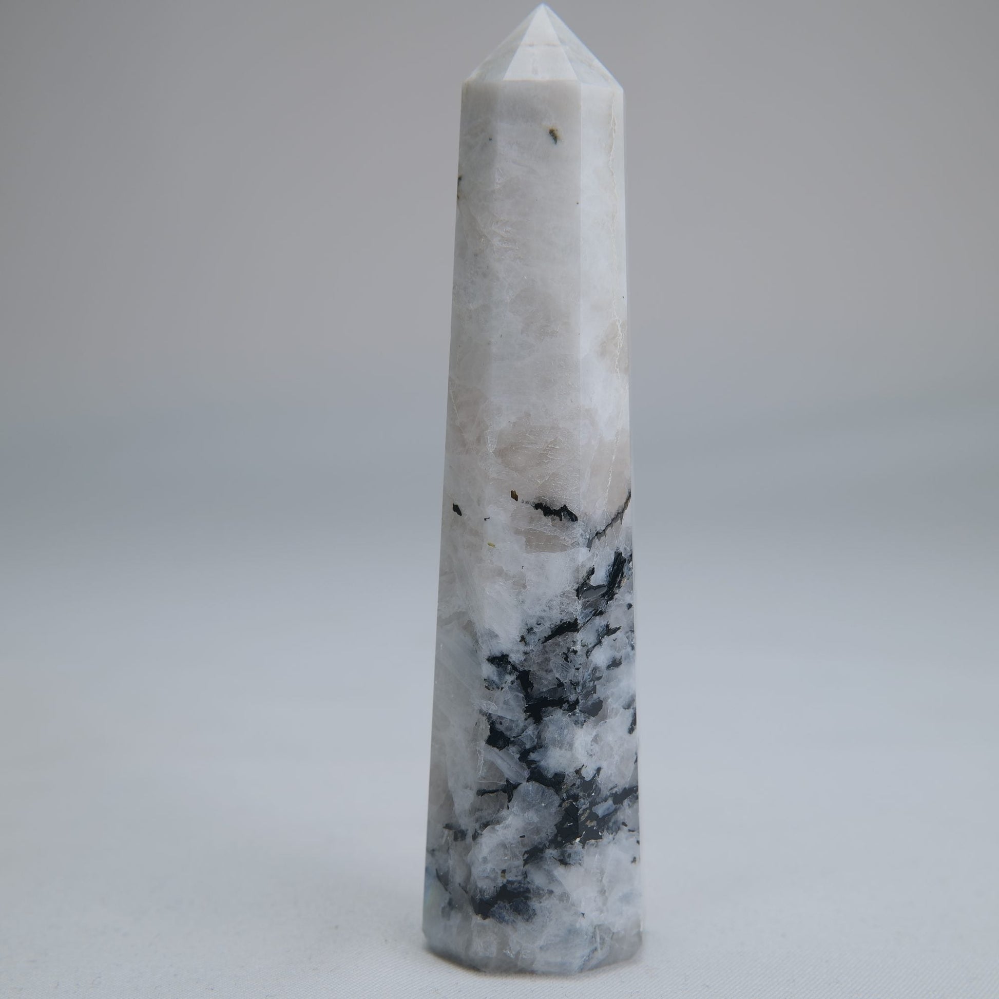 Rainbow Moonstone Obelisk 73g 95mm - Luna Panther