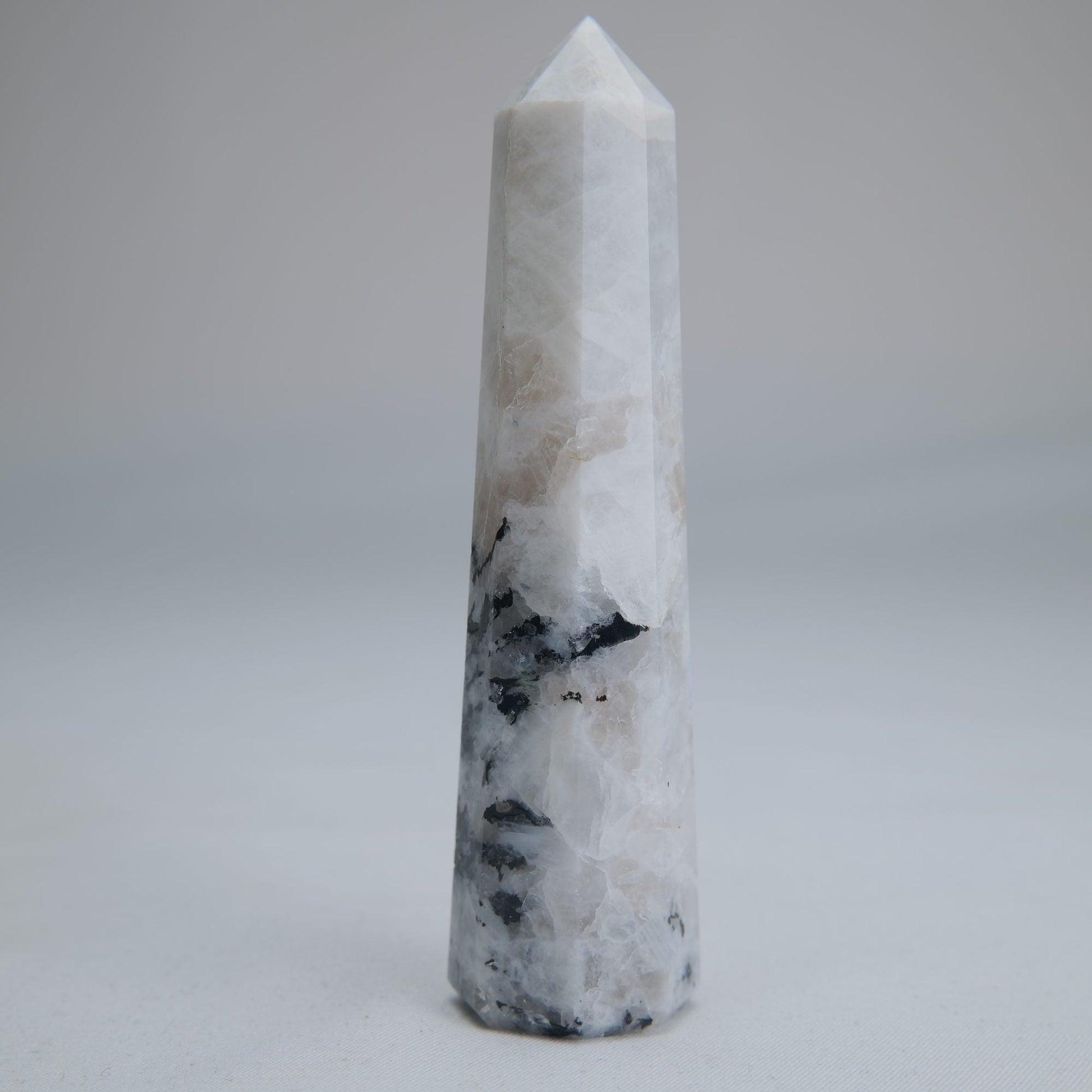 Rainbow Moonstone Obelisk 73g 95mm - Luna Panther