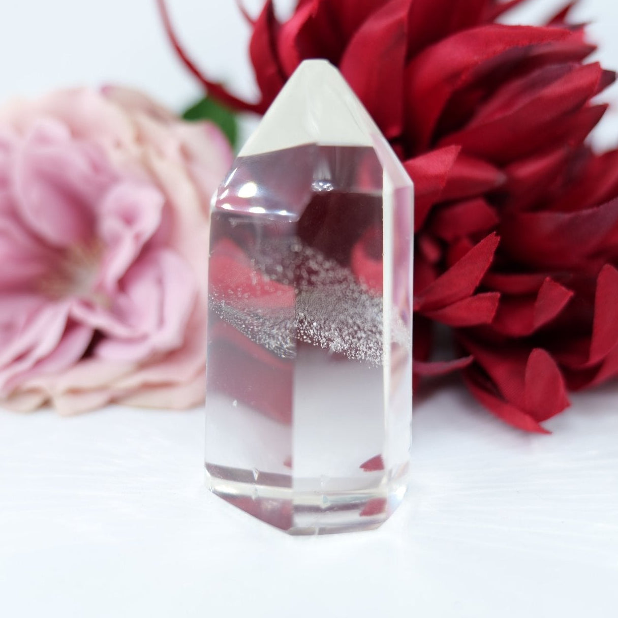 Polished Rare Optic Quartz Point - 101g featuring natural patterning and unique variations - Luna Panther