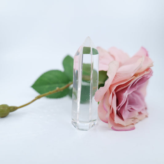 Polished Rare Optic Quartz Point - 58g featuring natural patterning and unique variations - Luna Panther