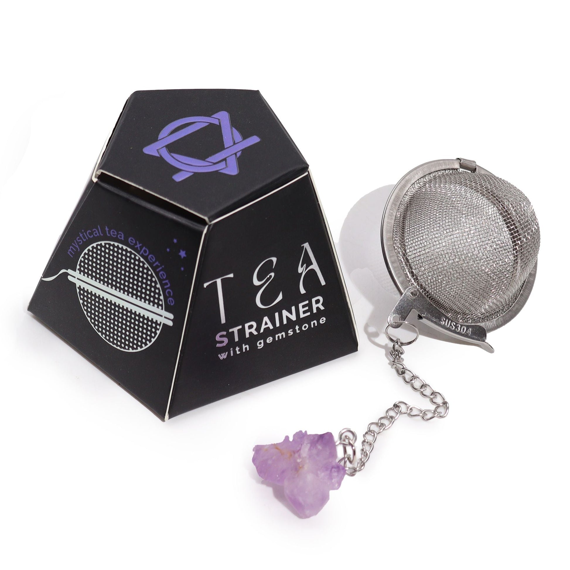 Raw Crystal Gemstone Tea Strainer - Amethyst Cluster - Luna Panther