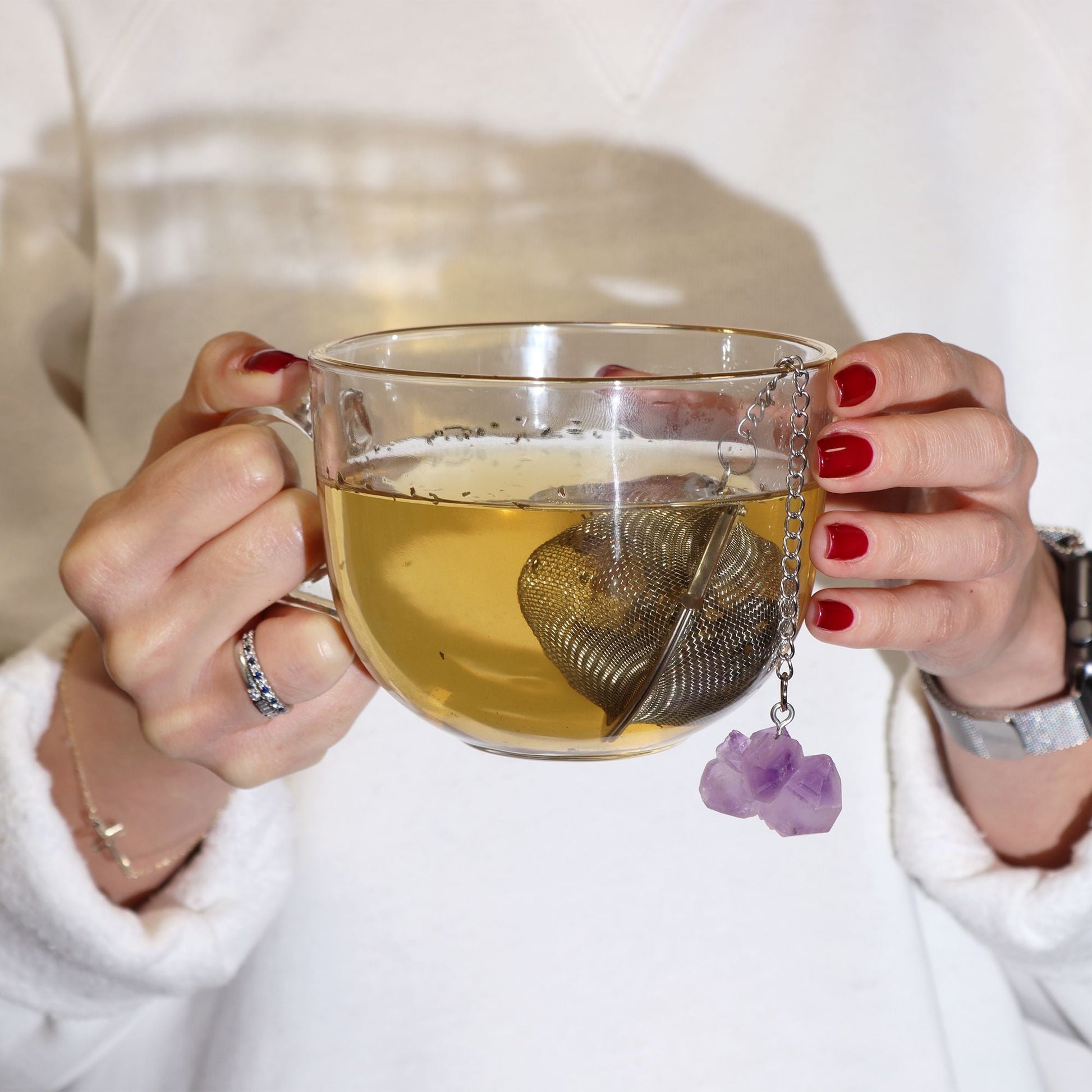 Raw Crystal Gemstone Tea Strainer - Aquamarine - Luna Panther
