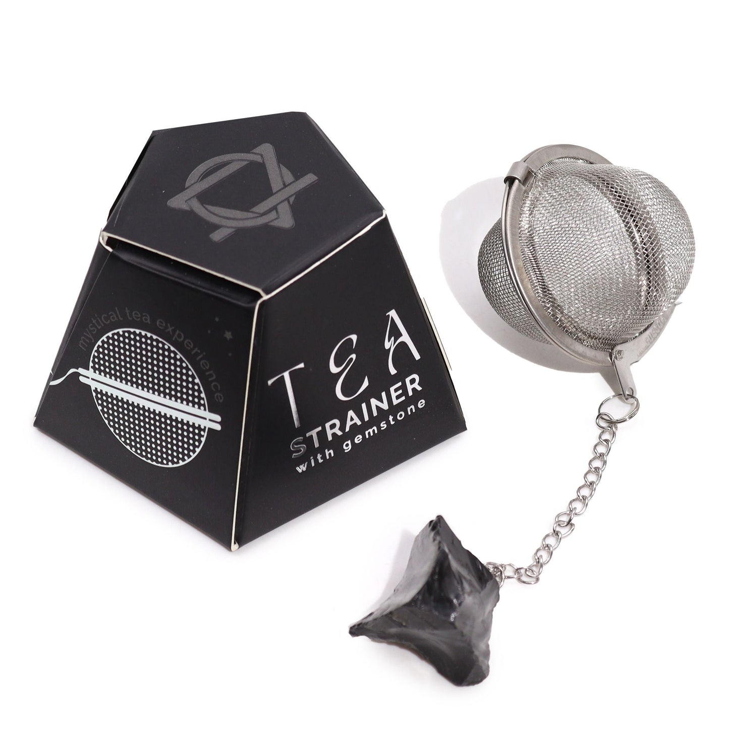 Raw Crystal Gemstone Tea Strainer - Black Obsidian - Luna Panther
