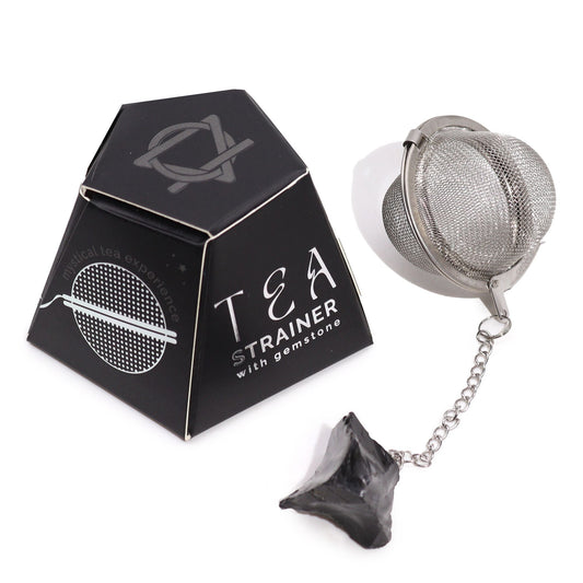 Raw Crystal Gemstone Tea Strainer - Black Obsidian - Luna Panther