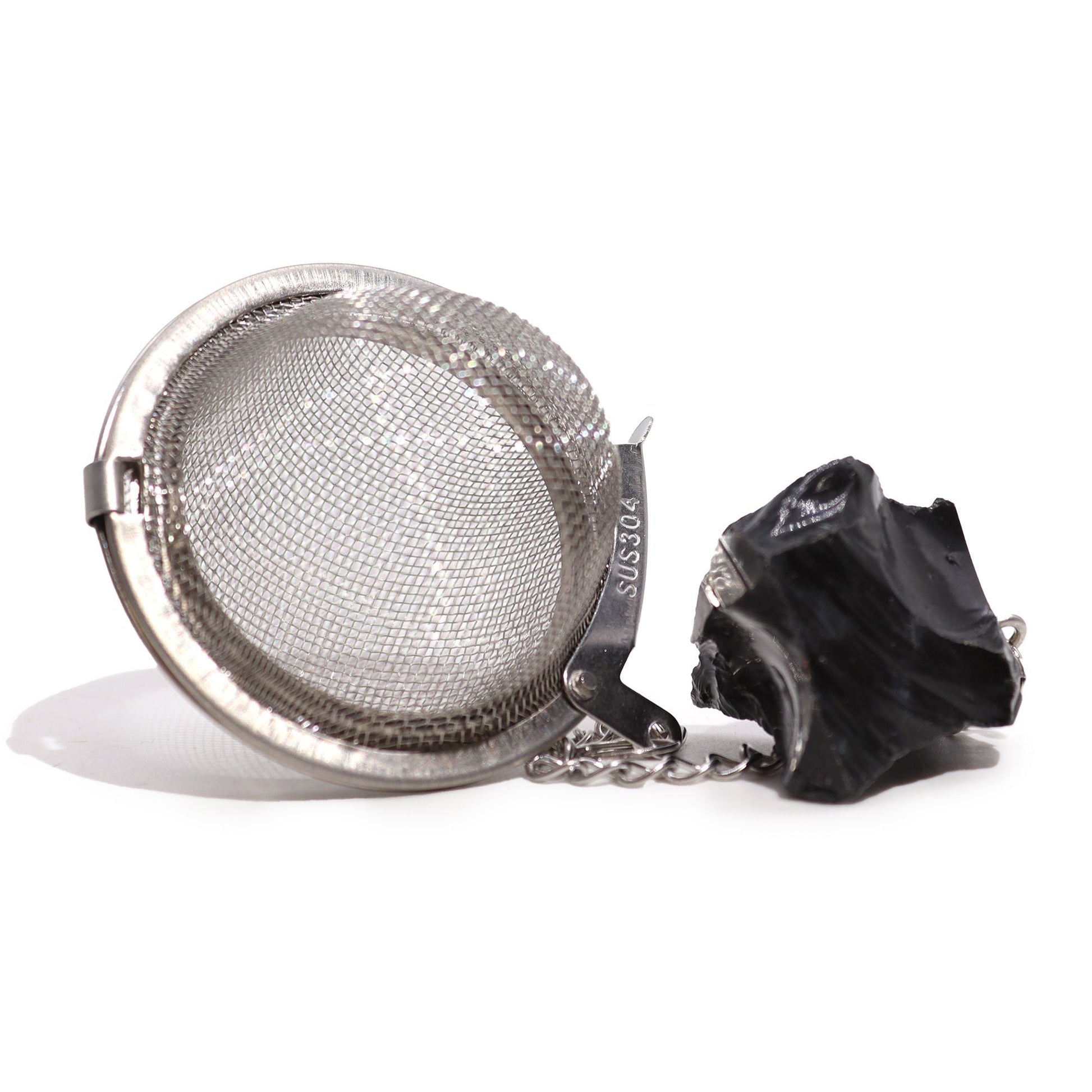 Raw Crystal Gemstone Tea Strainer - Black Obsidian - Luna Panther