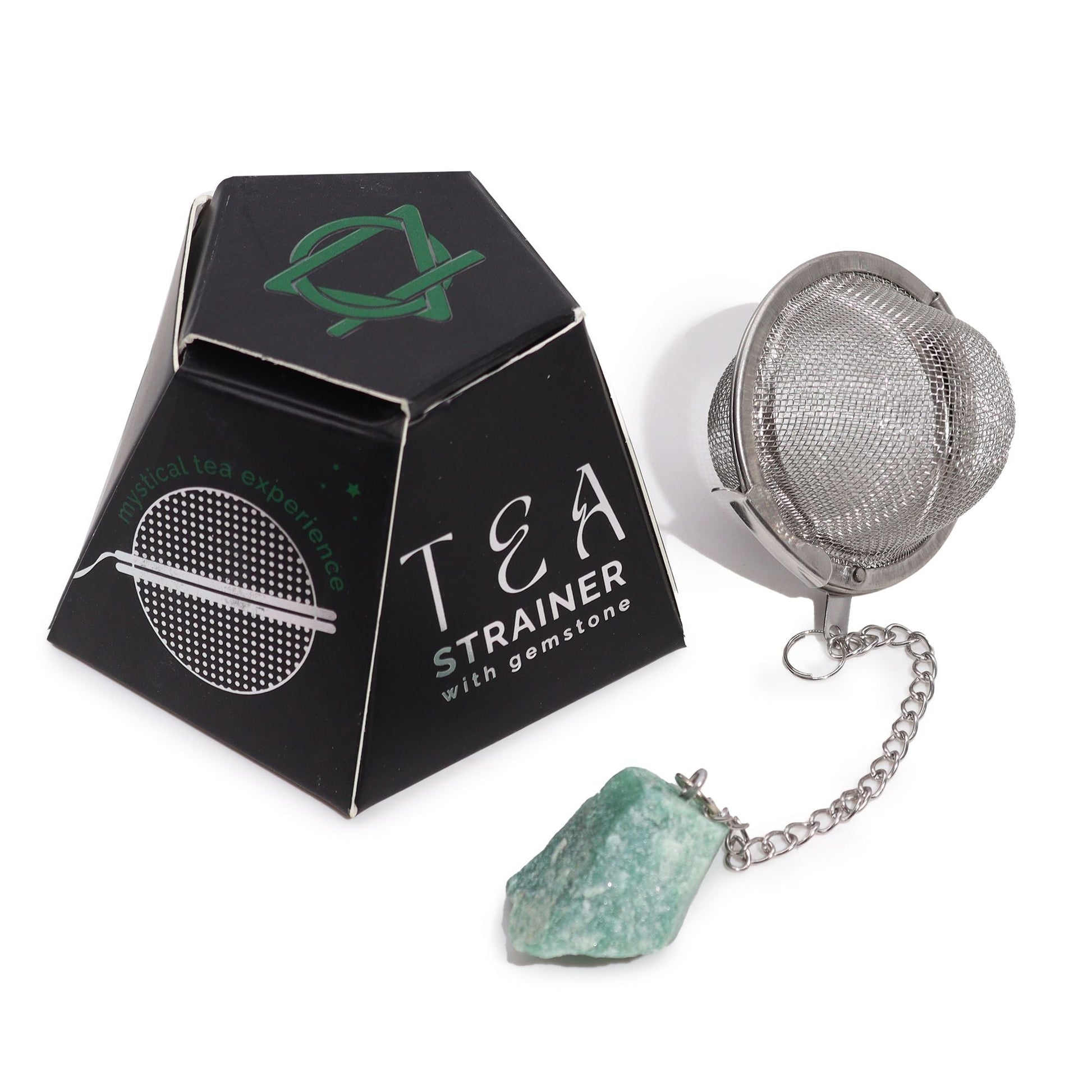 Raw Crystal Gemstone Tea Strainer - Green Aventurine - Luna Panther