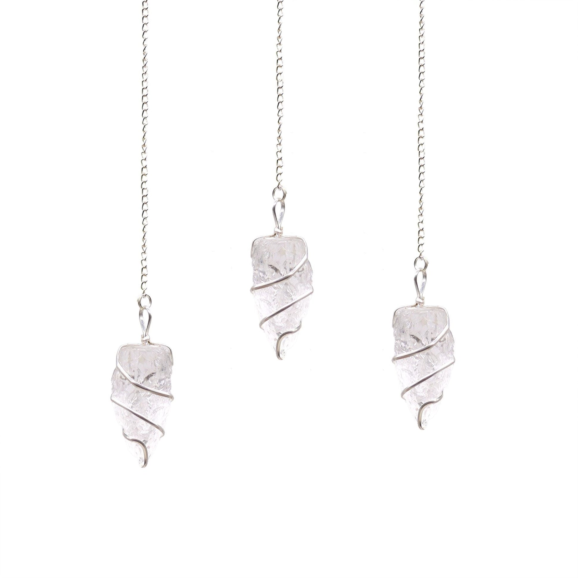 Natural Raw Gemstone Pendulum - Rock Quartz featuring natural patterning and unique variations - Luna Panther