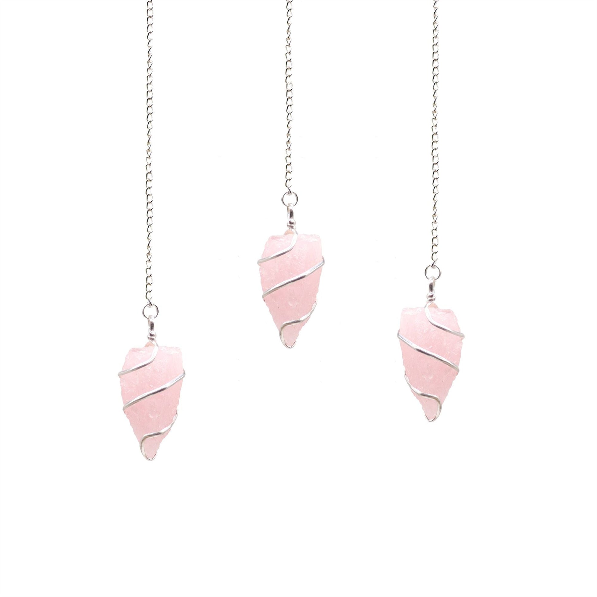 Natural Raw Gemstone Pendulum - Rose Quartz featuring soft pink tone and gentle translucence - Luna Panther