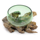 Recycled Beer Bottles - Large Wide Bowl on Wood - Luna Panther