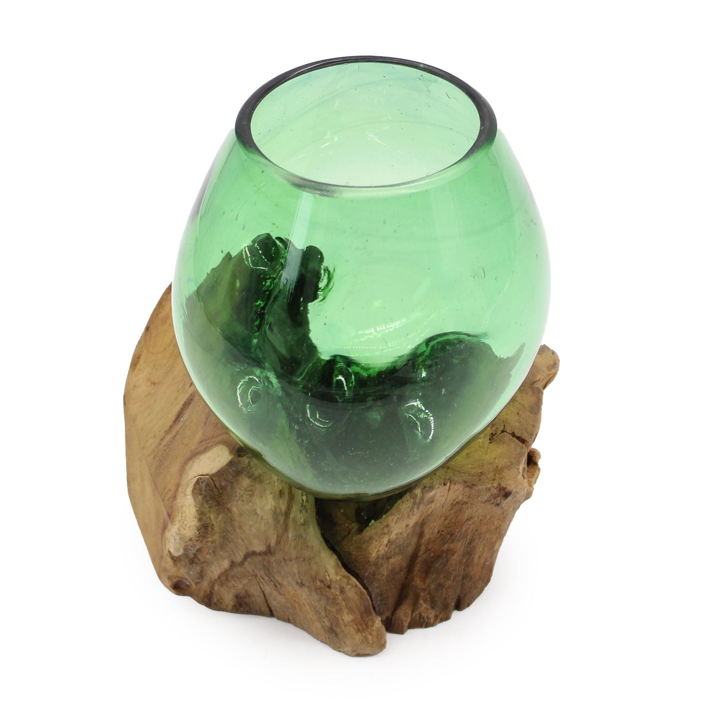 Recycled Beer Bottles - Small Bowl on Wood - Luna Panther
