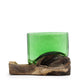 Recycled Beer Bottles - Square Bowl on Wood - Luna Panther