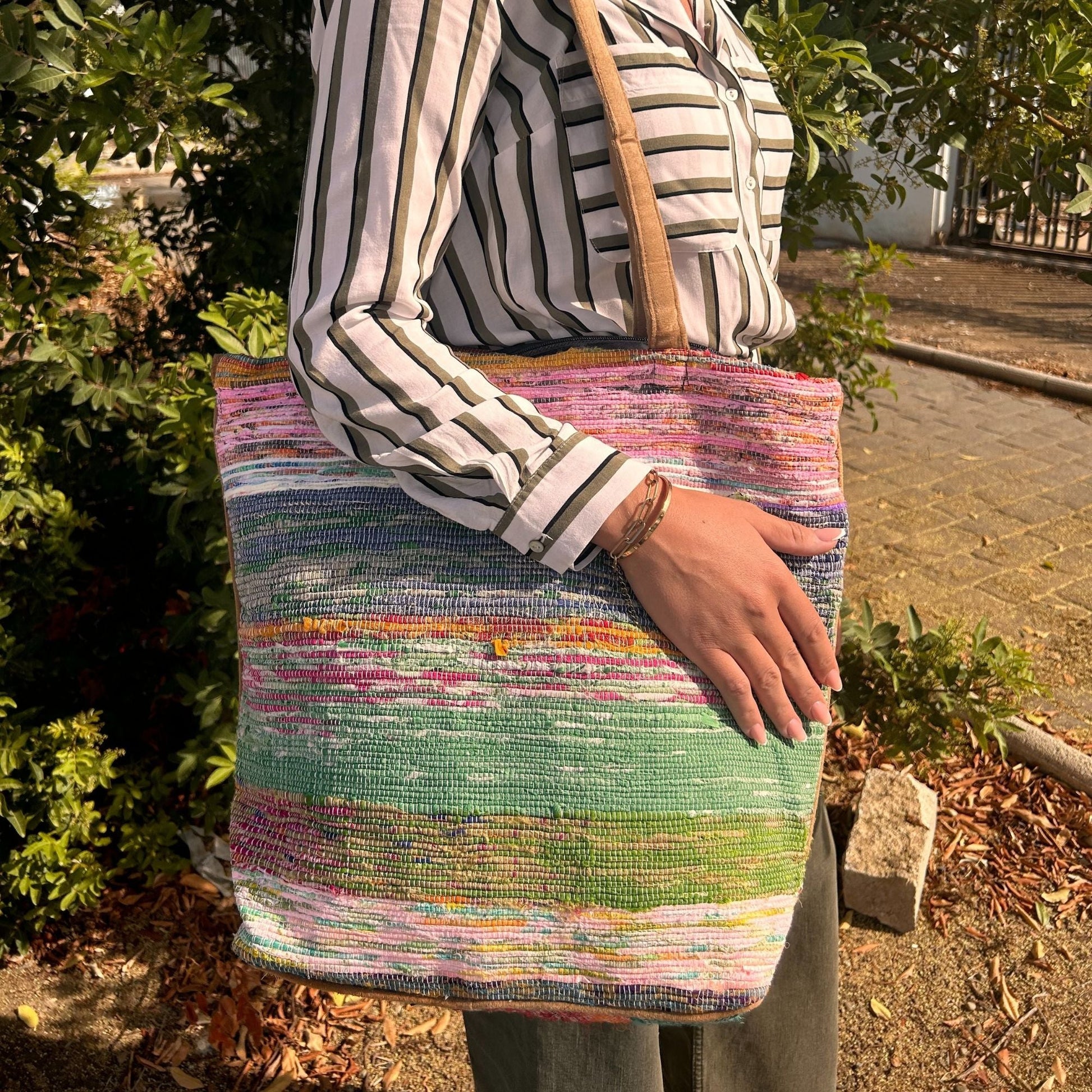 Polished Recycled Big Rug Bag - Shades of Dusk featuring natural patterning and unique variations - Luna Panther