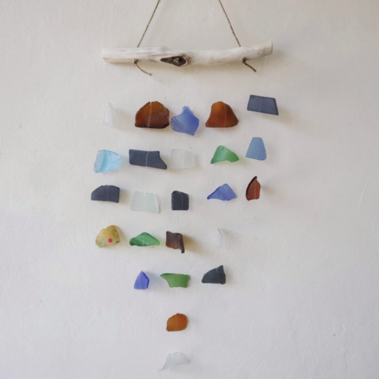 Recycled Glass Wind Chime - Simple Hanging Five Strings - Multi - Luna Panther