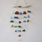 Recycled Glass Wind Chime - Simple Hanging Five Strings - Multi - Luna Panther