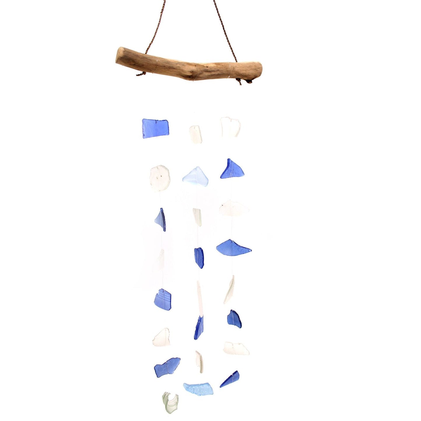 Recycled Glass Wind Chime - Three Drop - Blue & White - Luna Panther