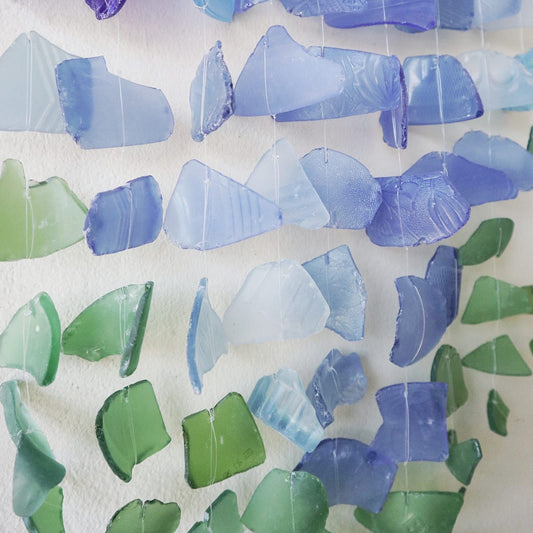 Recycled Glass Wind Chime - Three Stick - Blue & Green - Luna Panther alternate view