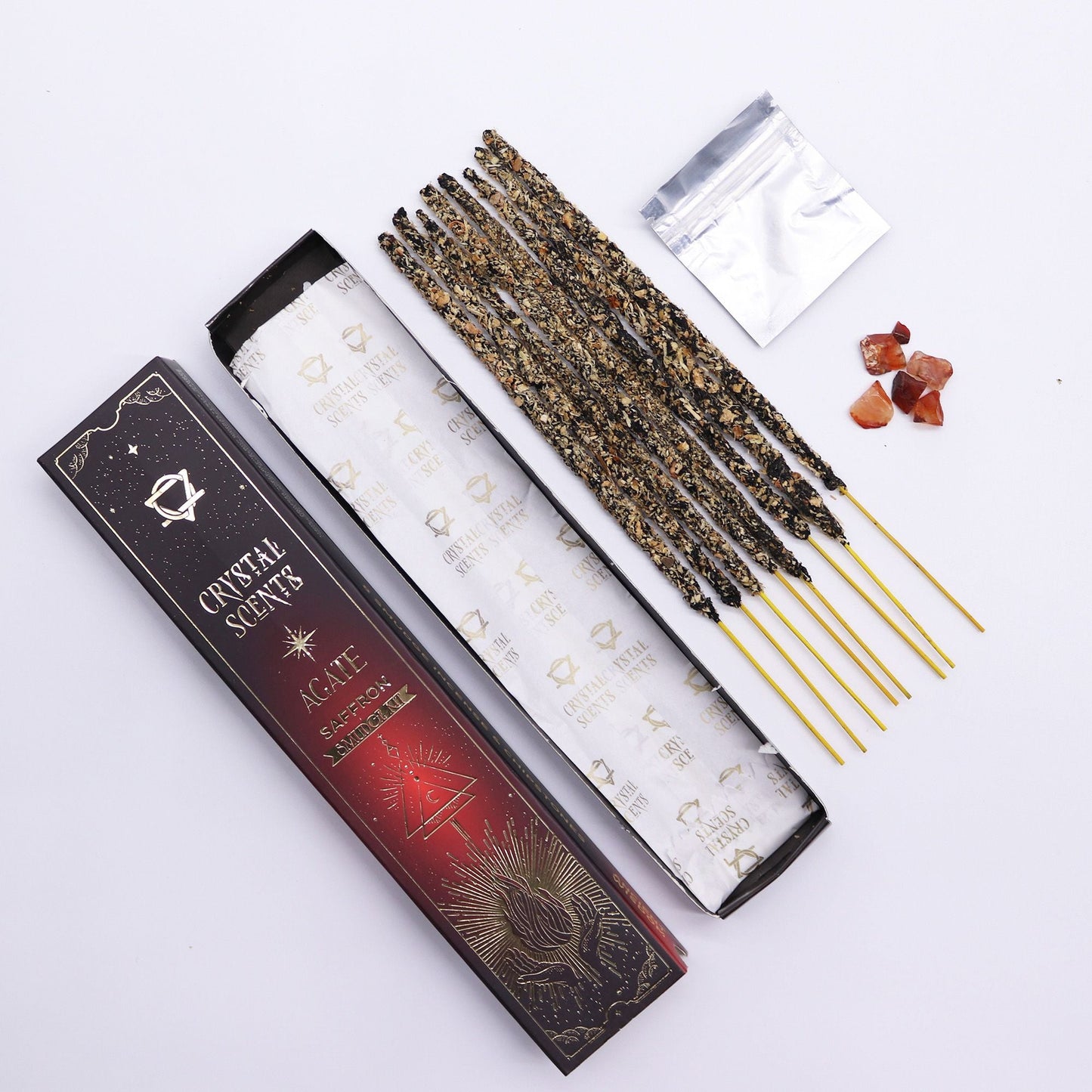 Red Agate Crystal Scents Smudge Incense - Saffron - Luna Panther