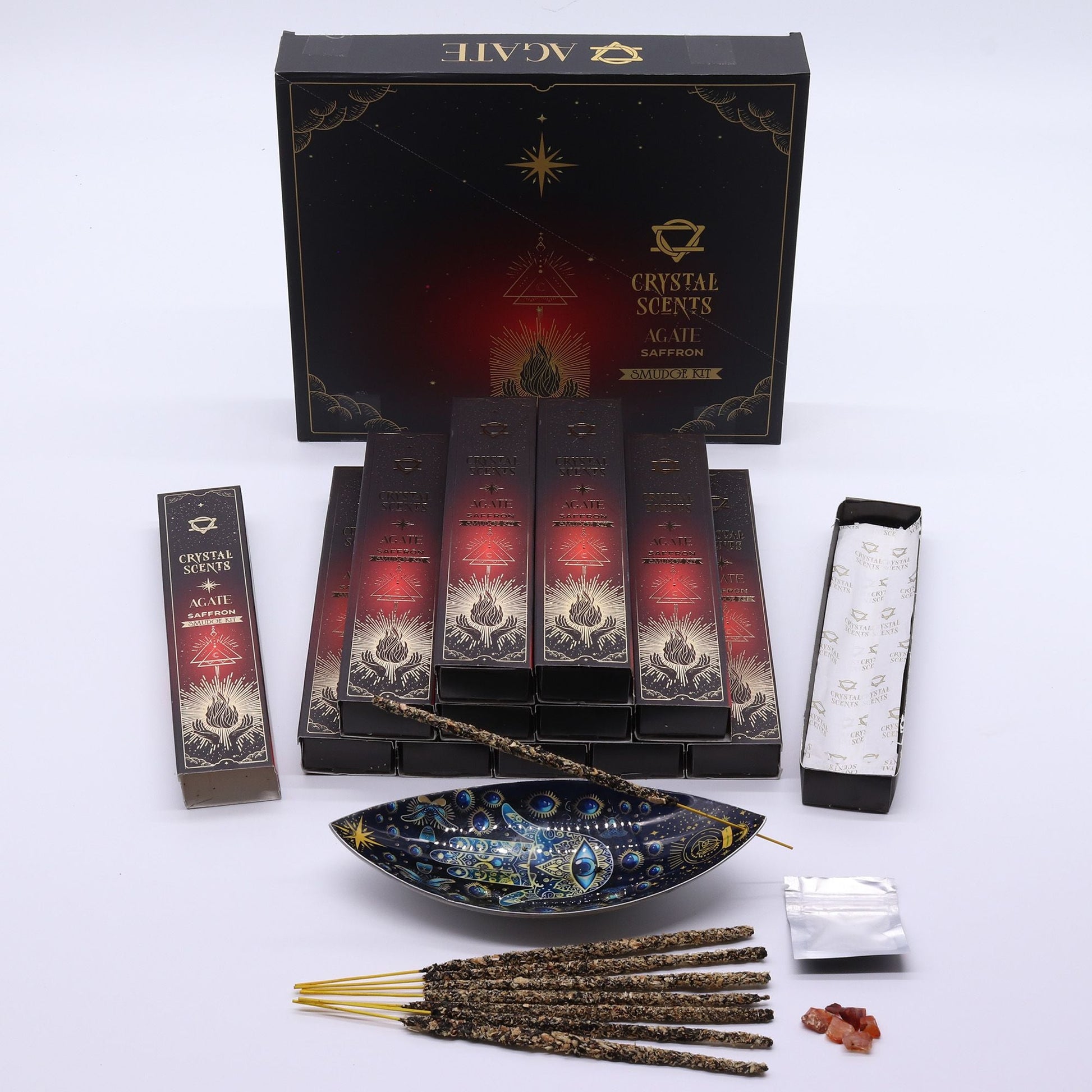 Red Agate Crystal Scents Smudge Incense - Saffron - Luna Panther