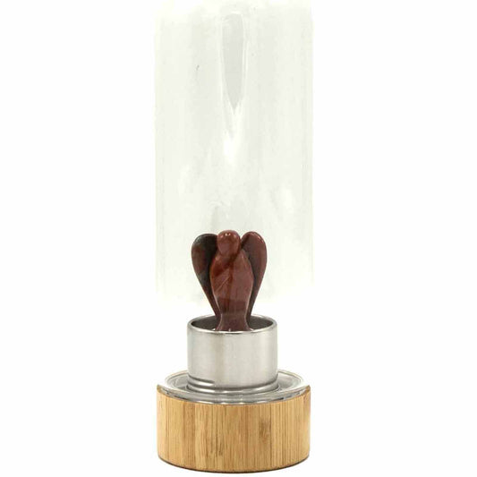 Red Jasper Angel Crystal Infused Glass Water Bottle 500ml - Luna Panther alternate view