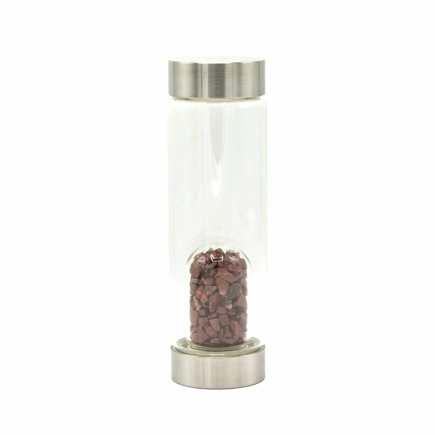 Red Jasper Chips Crystal Infused Glass Water Bottle 500ml - Luna Panther