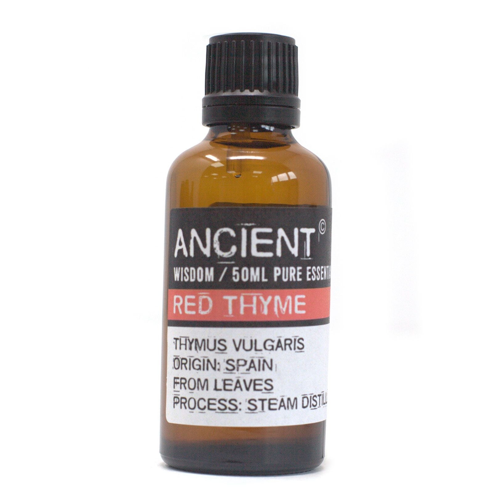 Polished Red Thyme Essential Oil 50ml featuring natural patterning and unique variations - Luna Panther