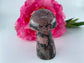 Polished Rhodonite Mushroom 112grams featuring pink tone with black veining - Luna Panther
