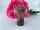 Polished Rhodonite Mushroom 120grams featuring pink tone with black veining - Luna Panther